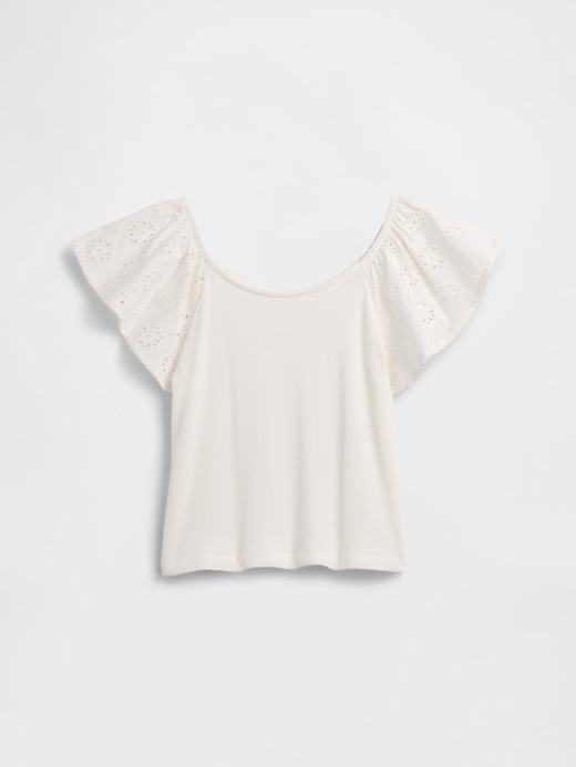 Image number 2 showing, Kids Eyelet Flutter Sleeve T-Shirt