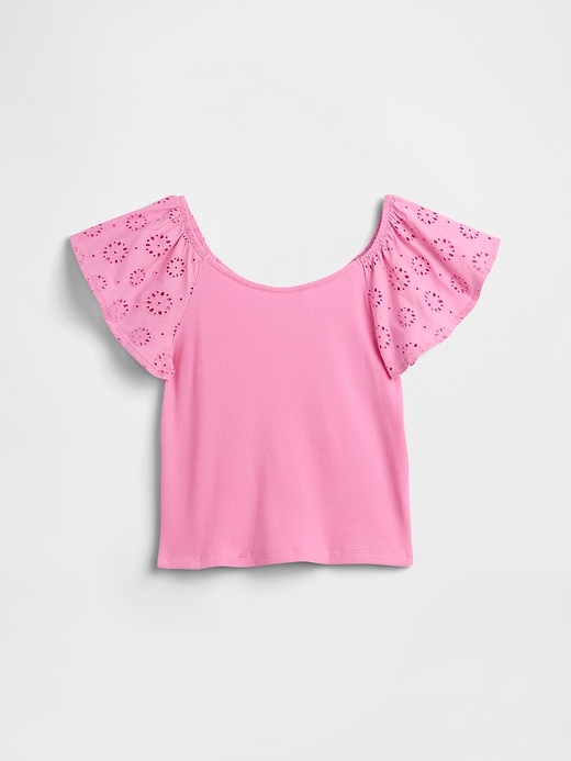 Image number 2 showing, Kids Eyelet Flutter Sleeve T-Shirt