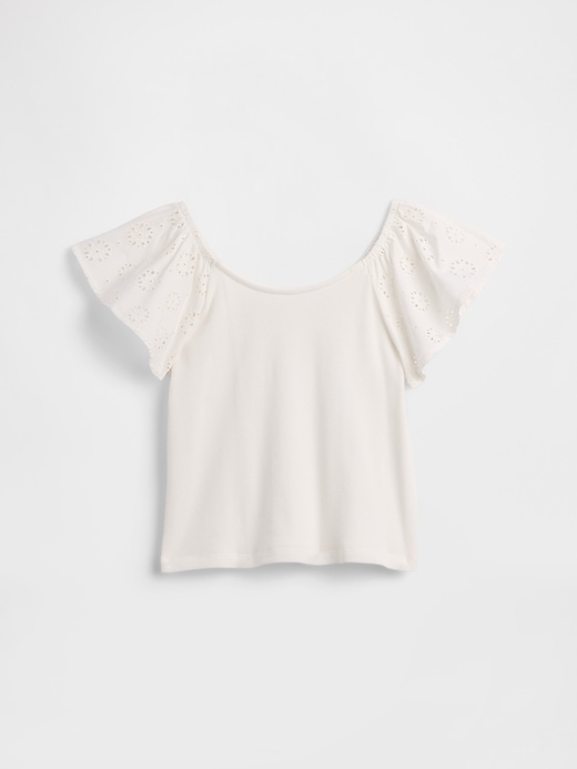 Image number 1 showing, Kids Eyelet Flutter Sleeve T-Shirt