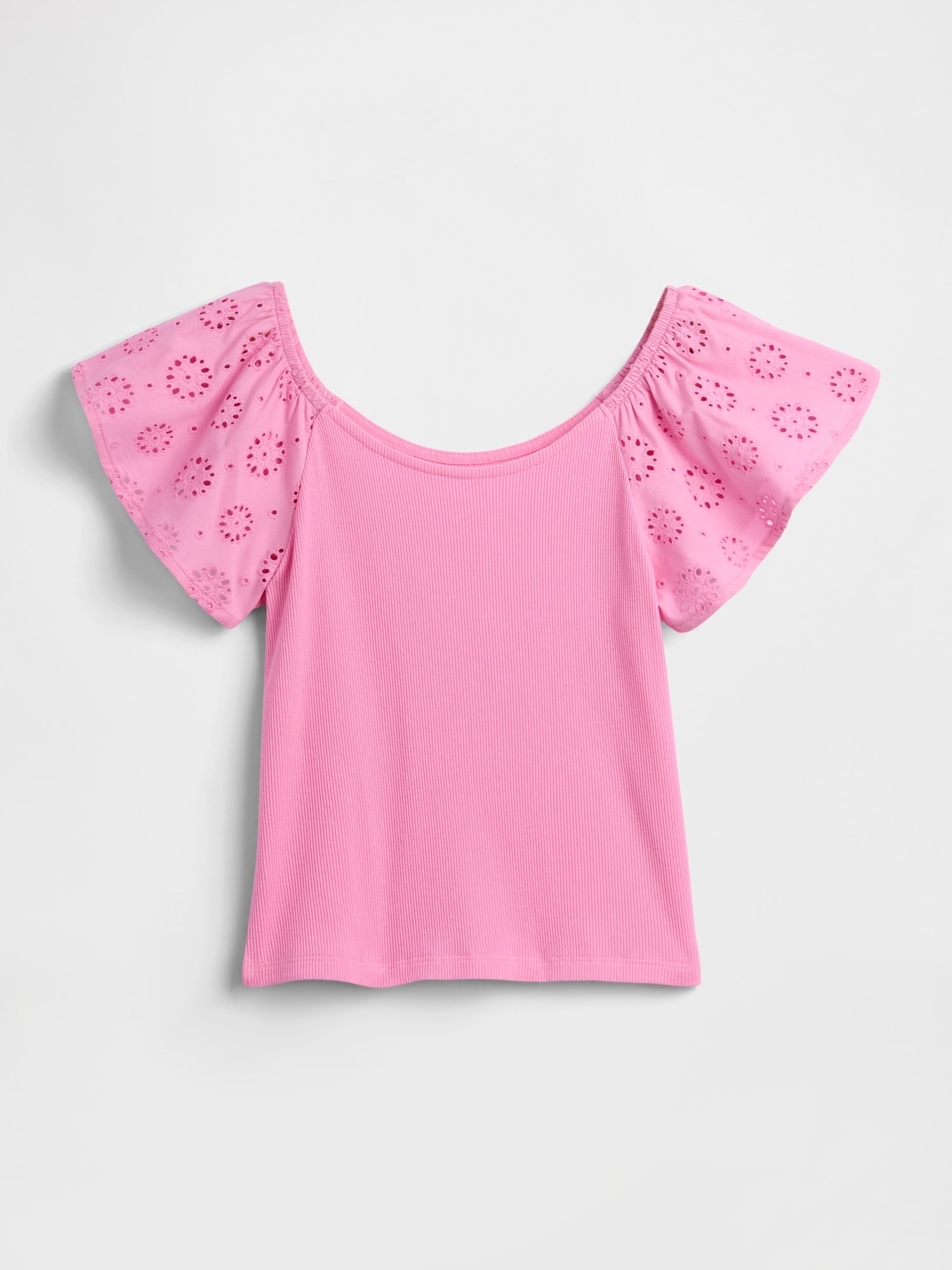Kids Eyelet Flutter Sleeve T-Shirt