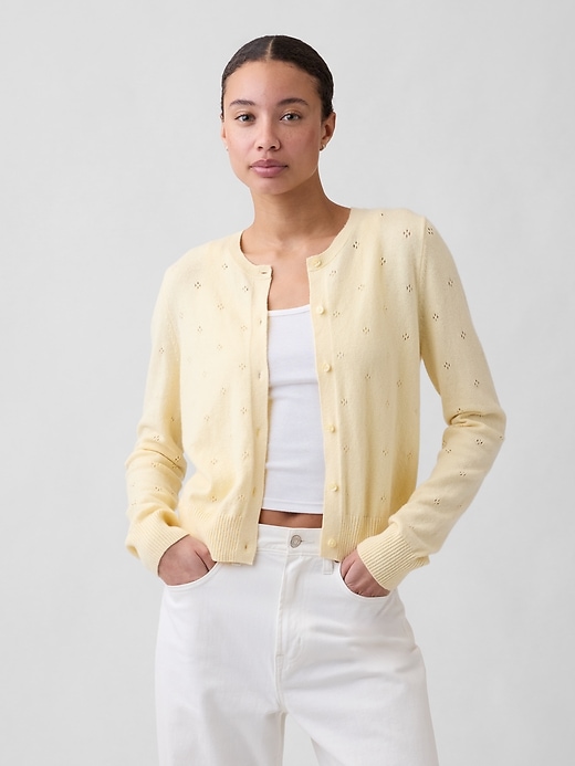 Image number 1 showing, CashSoft Pointelle Cardigan