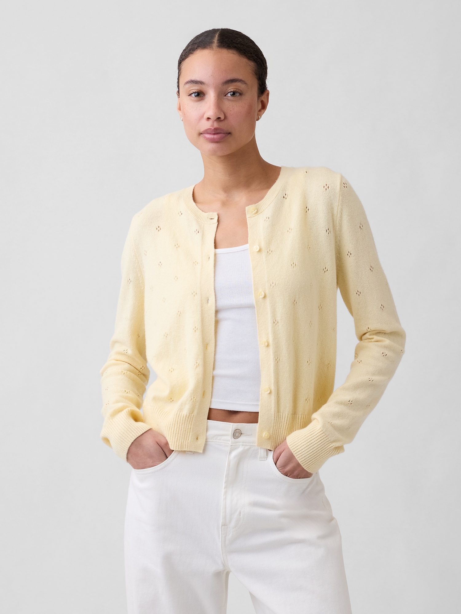 CashSoft Pointelle Cardigan