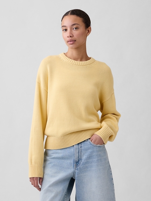 Image number 1 showing, Relaxed Cotton Crewneck Sweater