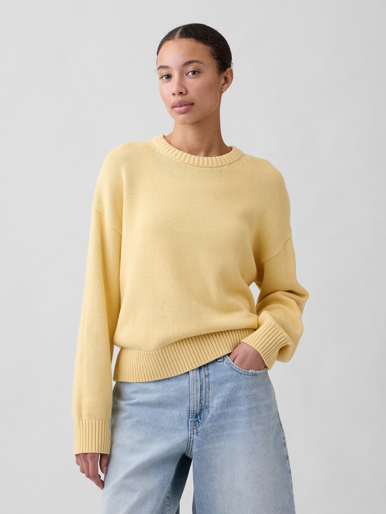 Relaxed Cotton Crewneck Sweater