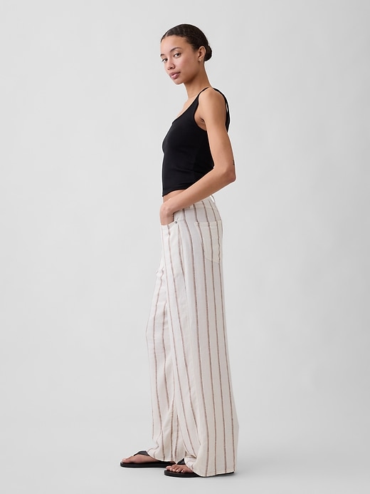 Image number 3 showing, Mid Rise Linen-Blend Wide-Leg Pants