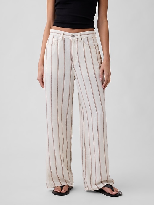 Image number 2 showing, Mid Rise Linen-Blend Wide-Leg Pants