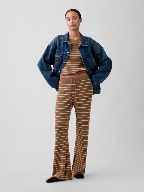 Relaxed Shaker-Stitch Sweater Pants