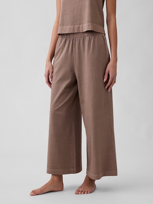 Image number 3 showing, Heavyweight Pull-On Wide-Leg Crop Pants