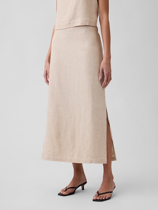 Image number 3 showing, Linen-Blend Maxi Slip Skirt
