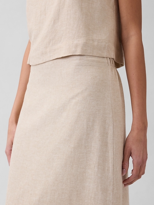 Image number 4 showing, Linen-Blend Maxi Slip Skirt