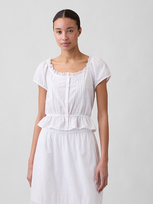 Image number 1 showing, Cap-Sleeve Pintuck Top