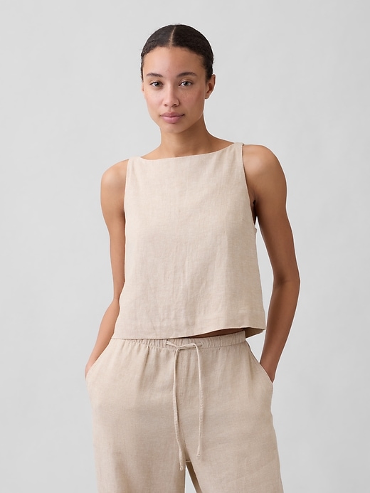 Image number 1 showing, Linen-Blend Apron Top