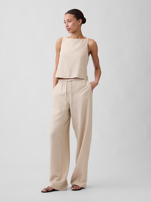 Image number 1 showing, Relaxed Linen-Blend Wide-Leg Pants