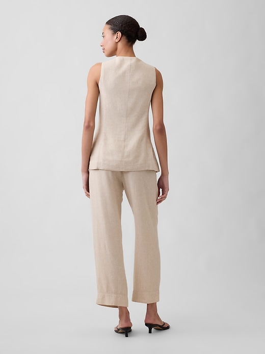 Image number 2 showing, Mid Rise Linen-Blend Straight Crop Pants