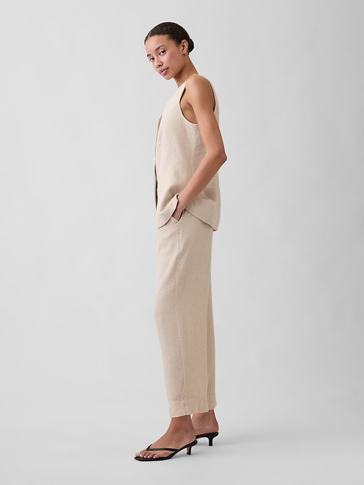 Image number 3 showing, Mid Rise Linen-Blend Straight Crop Pants