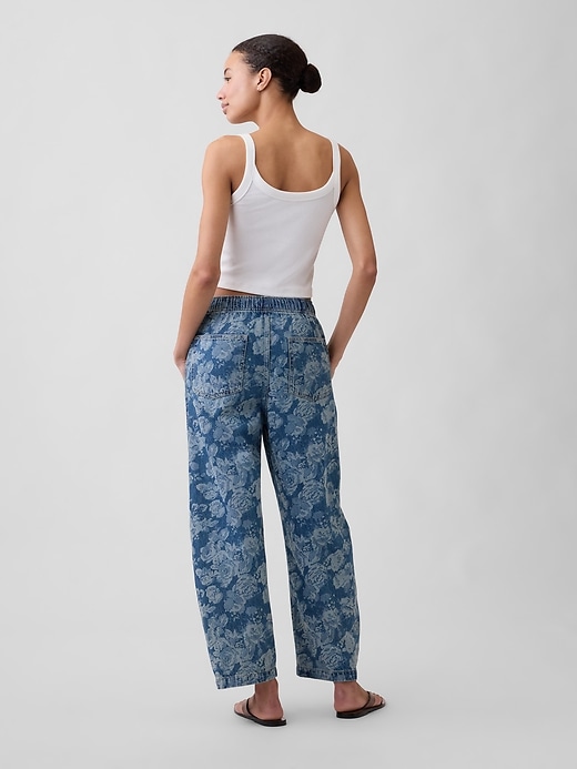 Image number 4 showing, Mid Rise Print Pull-On Barrel Jeans