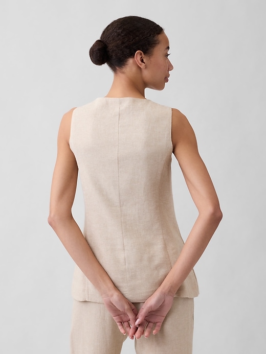 Image number 2 showing, Longline Linen-Blend Vest