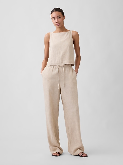 Image number 3 showing, Linen-Blend Apron Top