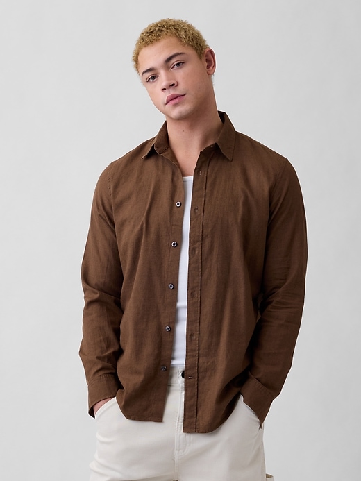 Image number 1 showing, Linen-Blend Shirt in Standard Fit