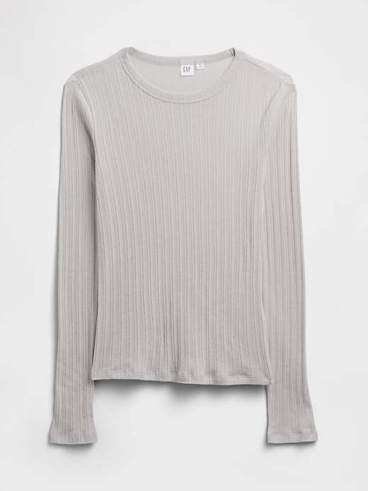 Image number 5 showing, Ribbed Pointelle Crewneck T-Shirt
