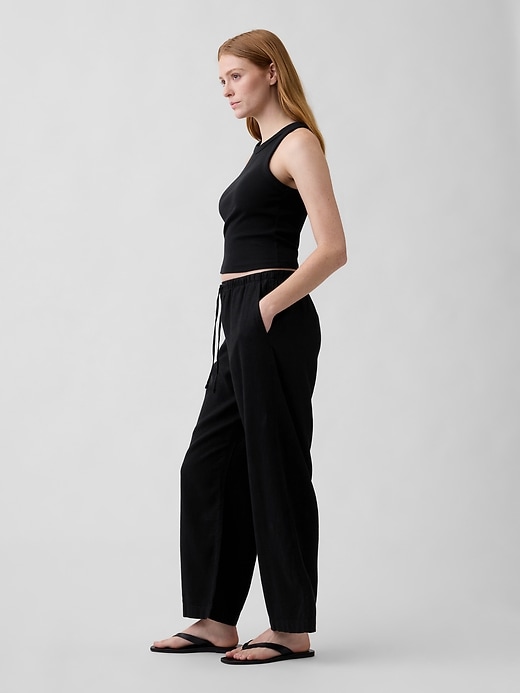Image number 3 showing, Relaxed Linen-Blend Wide-Leg Pants