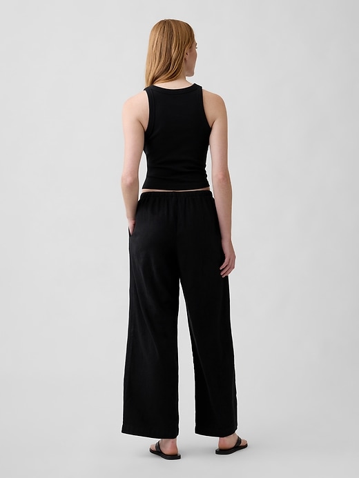 Image number 4 showing, Relaxed Linen-Blend Wide-Leg Pants