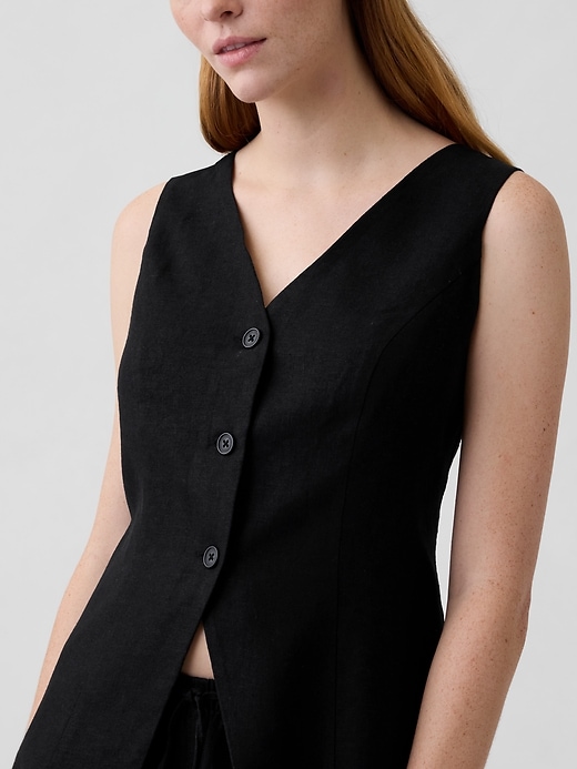 Image number 4 showing, Longline Linen-Blend Vest