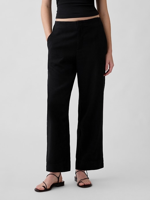 Image number 2 showing, Mid Rise Linen-Blend Straight Crop Pants