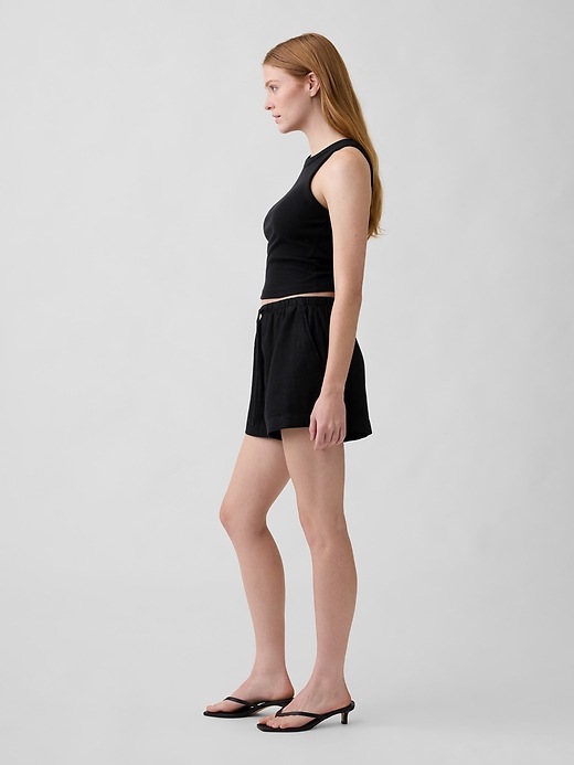 Image number 3 showing, 4" High Rise Pull-On Linen-Blend Shorts