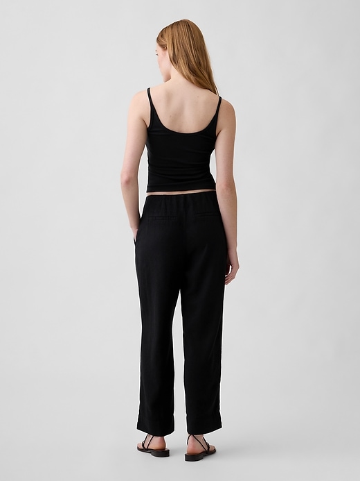 Image number 4 showing, Mid Rise Linen-Blend Straight Crop Pants