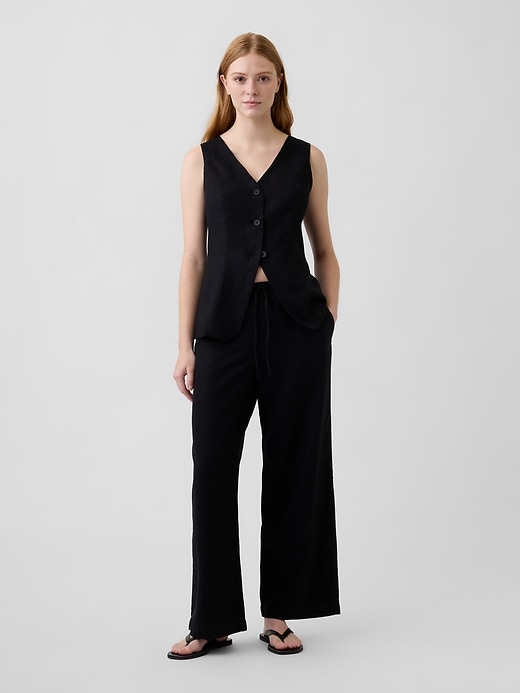 Image number 1 showing, Relaxed Linen-Blend Wide-Leg Pants