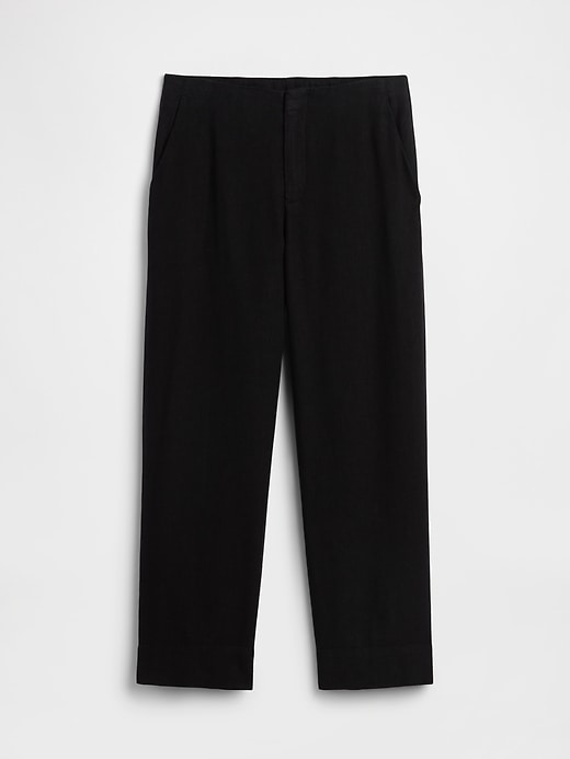 Image number 5 showing, Mid Rise Linen-Blend Straight Crop Pants