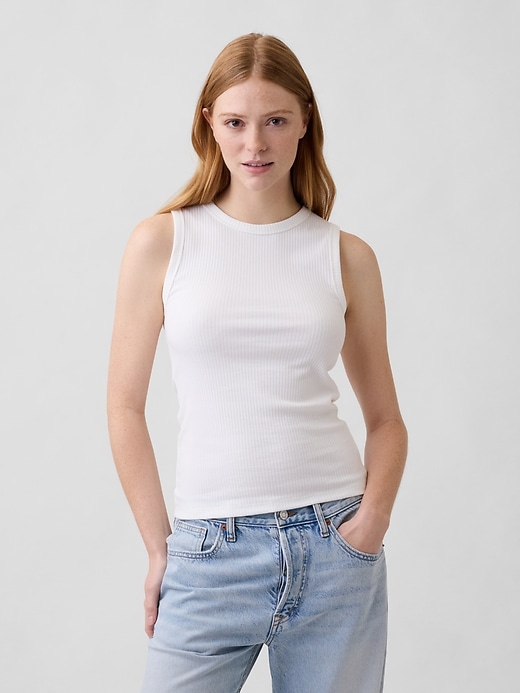 Image number 1 showing, Ribbed High-Neck Tank