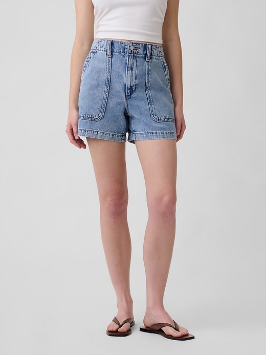 Image number 2 showing, 4" High Rise SuperSoft Denim Utility Shorts