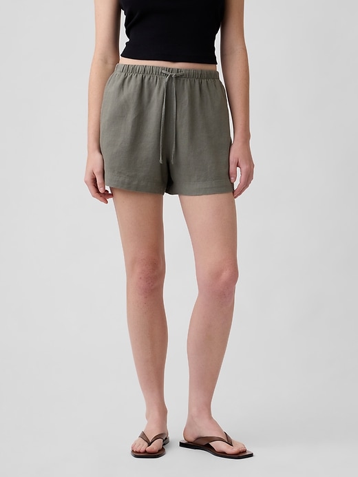 Image number 2 showing, 4" High Rise Pull-On Linen-Blend Shorts