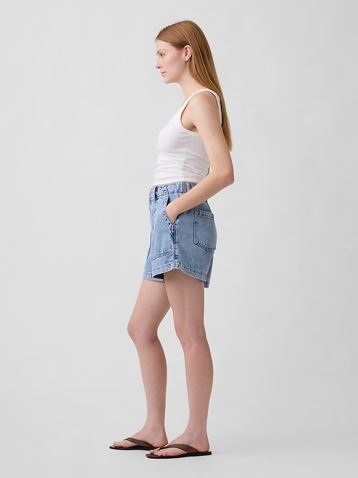 Image number 3 showing, 4" High Rise SuperSoft Denim Utility Shorts