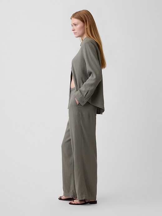 Image number 3 showing, Relaxed Linen-Blend Wide-Leg Pants