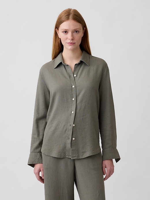 Image number 1 showing, Linen-Blend Easy Shirt