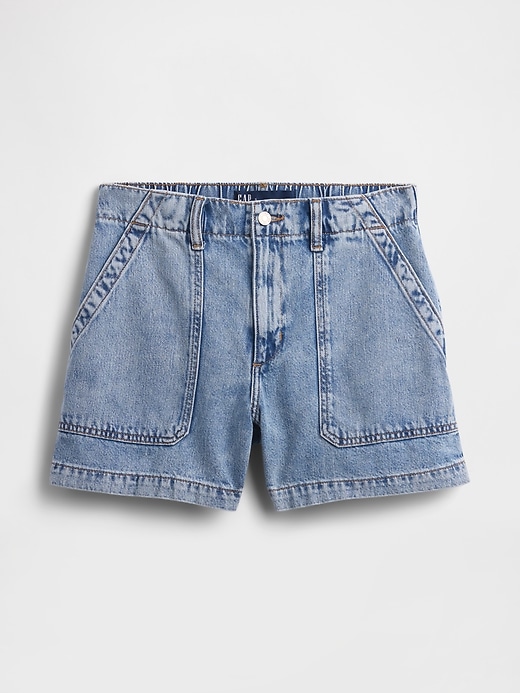 Image number 5 showing, 4" High Rise SuperSoft Denim Utility Shorts