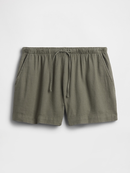 Image number 5 showing, 4" High Rise Pull-On Linen-Blend Shorts