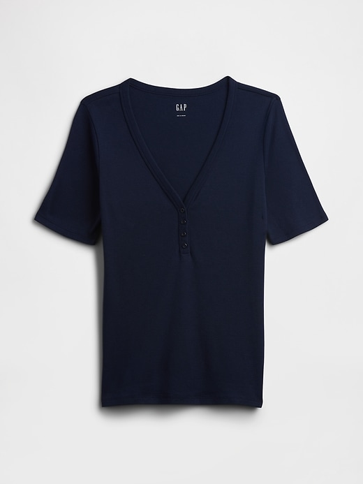 Image number 5 showing, Modern Ribbed V-Neck Henley Top