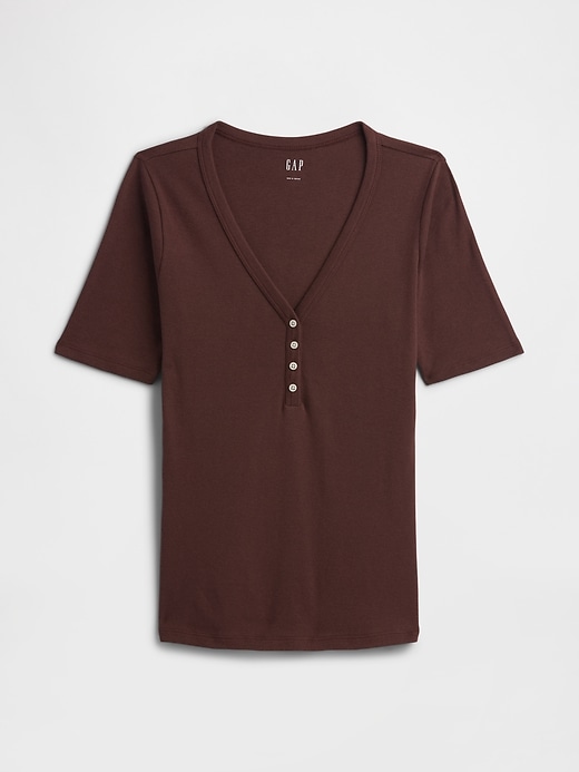 Image number 5 showing, Modern Ribbed V-Neck Henley Top