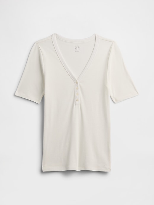 Image number 5 showing, Modern Ribbed V-Neck Henley Top
