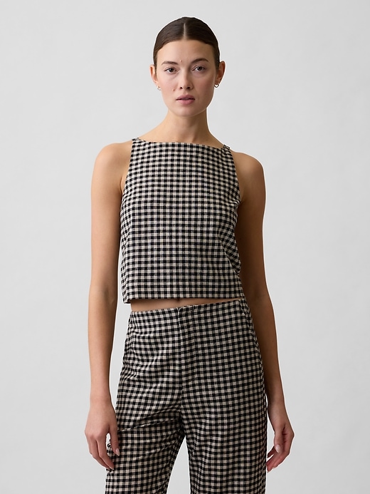 Image number 1 showing, Linen-Blend Apron Top