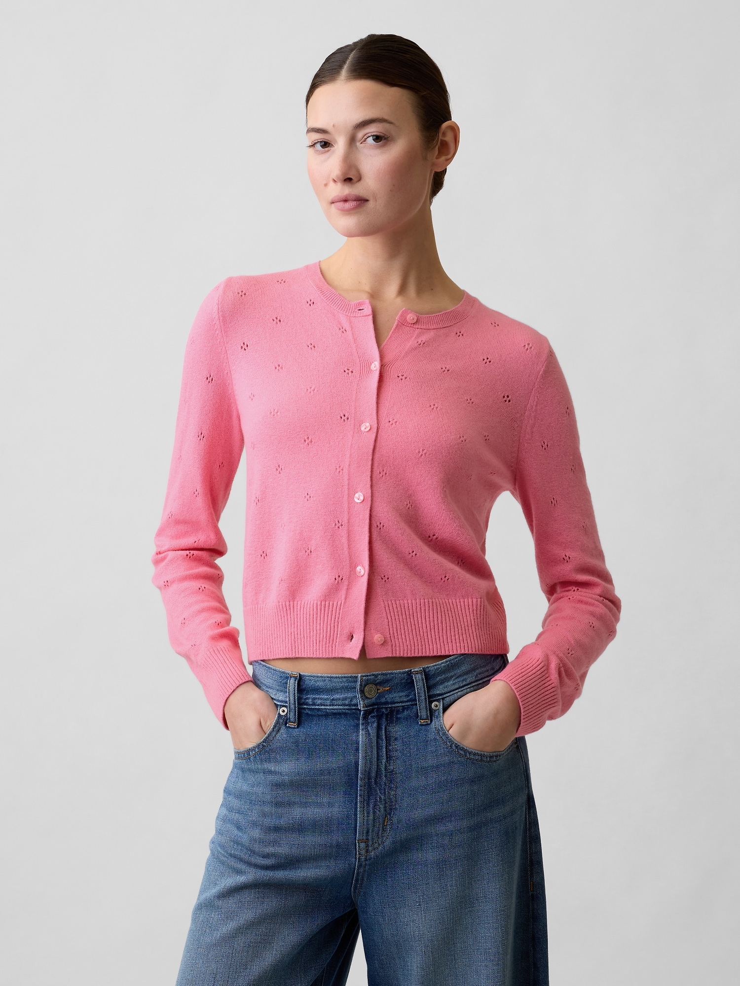 CashSoft Pointelle Cardigan
