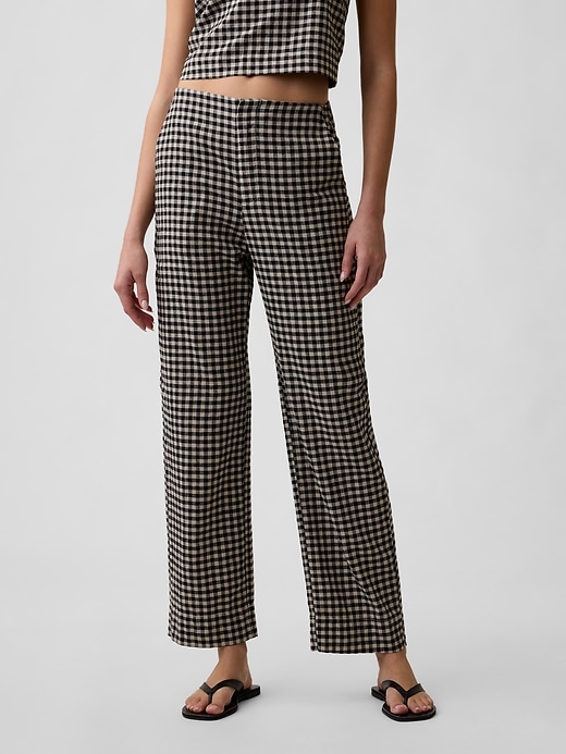 Image number 2 showing, Mid Rise Linen-Blend Straight Crop Pants