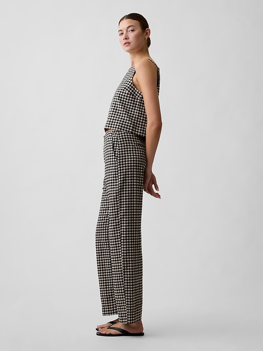 Image number 3 showing, Mid Rise Linen-Blend Straight Crop Pants