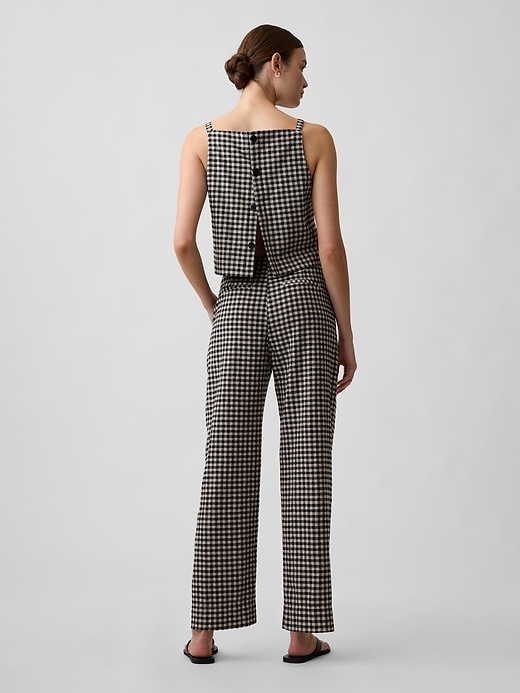 Image number 4 showing, Mid Rise Linen-Blend Straight Crop Pants