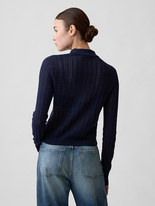 Image number 2 showing, Lace-Stitch Collared Cardigan