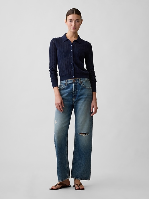 Image number 3 showing, Lace-Stitch Collared Cardigan